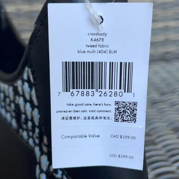 Kate Spade Crossbody Tweed Fabric Blue Multi - Picture 11 of 16